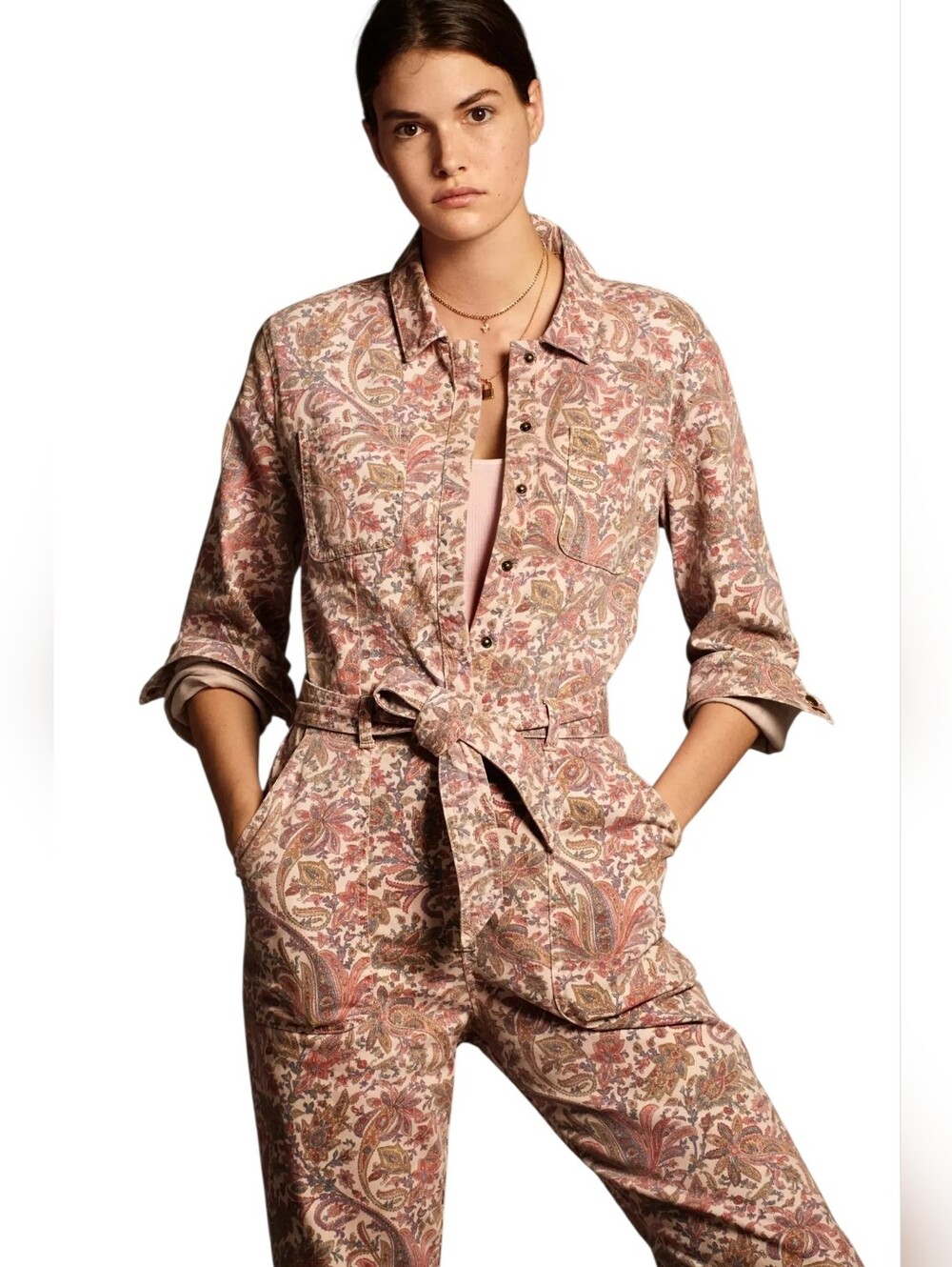 Anthropologie Paisley Utility Jumpsuit In S